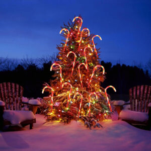Set of 4 LED Multi Colored Candy Cane Path Lights Pat-BLE-005