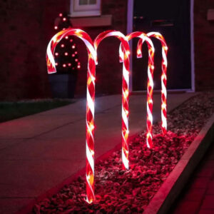 Set of 4 LED Multi Colored Candy Cane Path Lights Pat-BLE-005
